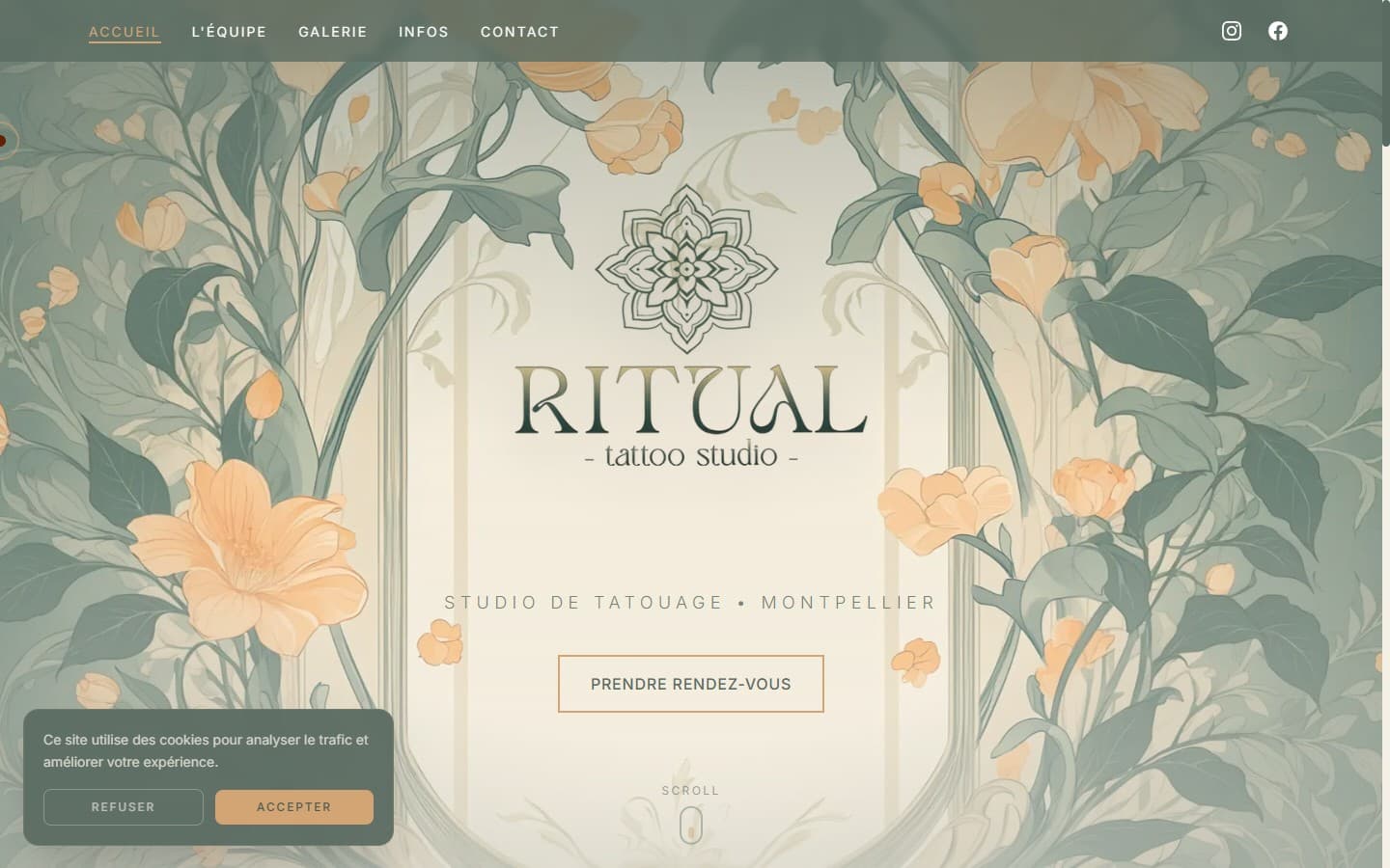 Page d’accueil de Ritual Tattoo Studio